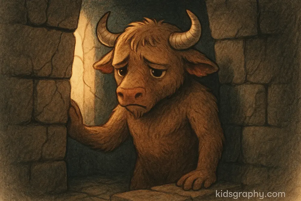 Modern symbolic art of the Minotaur’s loneliness.